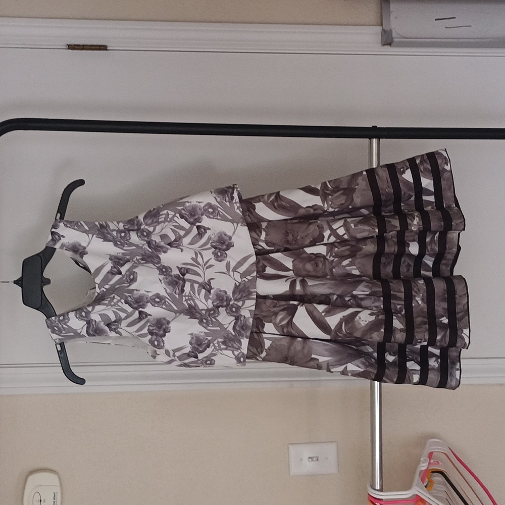 Floral black and white dress